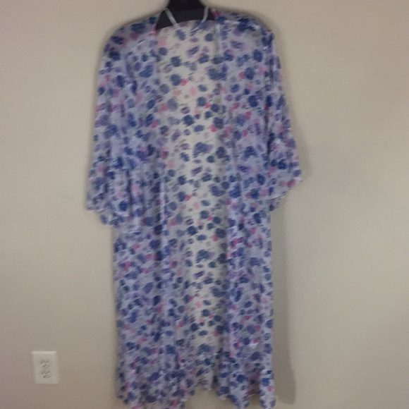Loft Outlet Semi-Sheer Floral Duster Robe with Ruffle Size XS/S - Picture 11 of 11